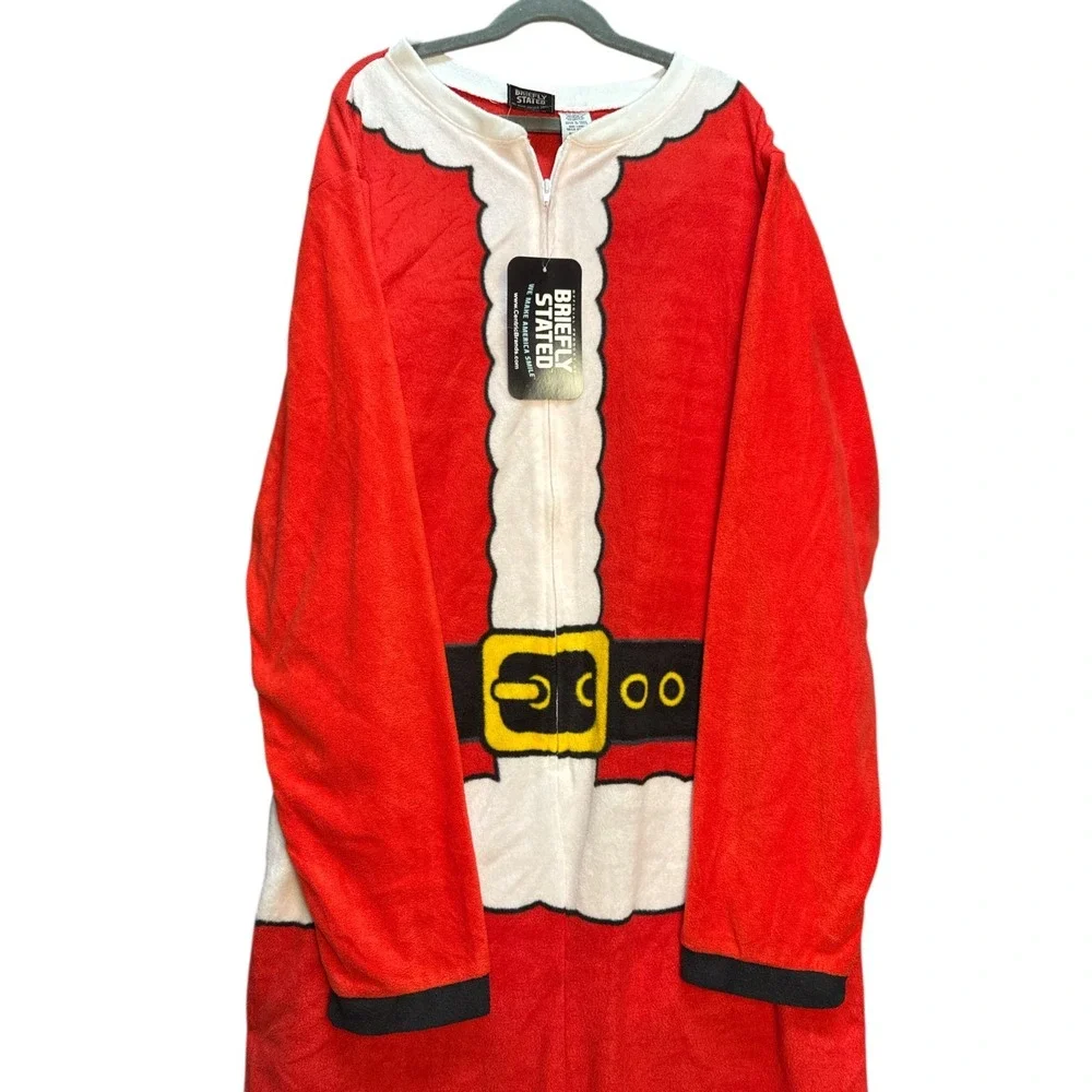 Briefly Stated Men's Santa Claus Red Velvet Union Suit NWT‎ With Minor Flaw S–M